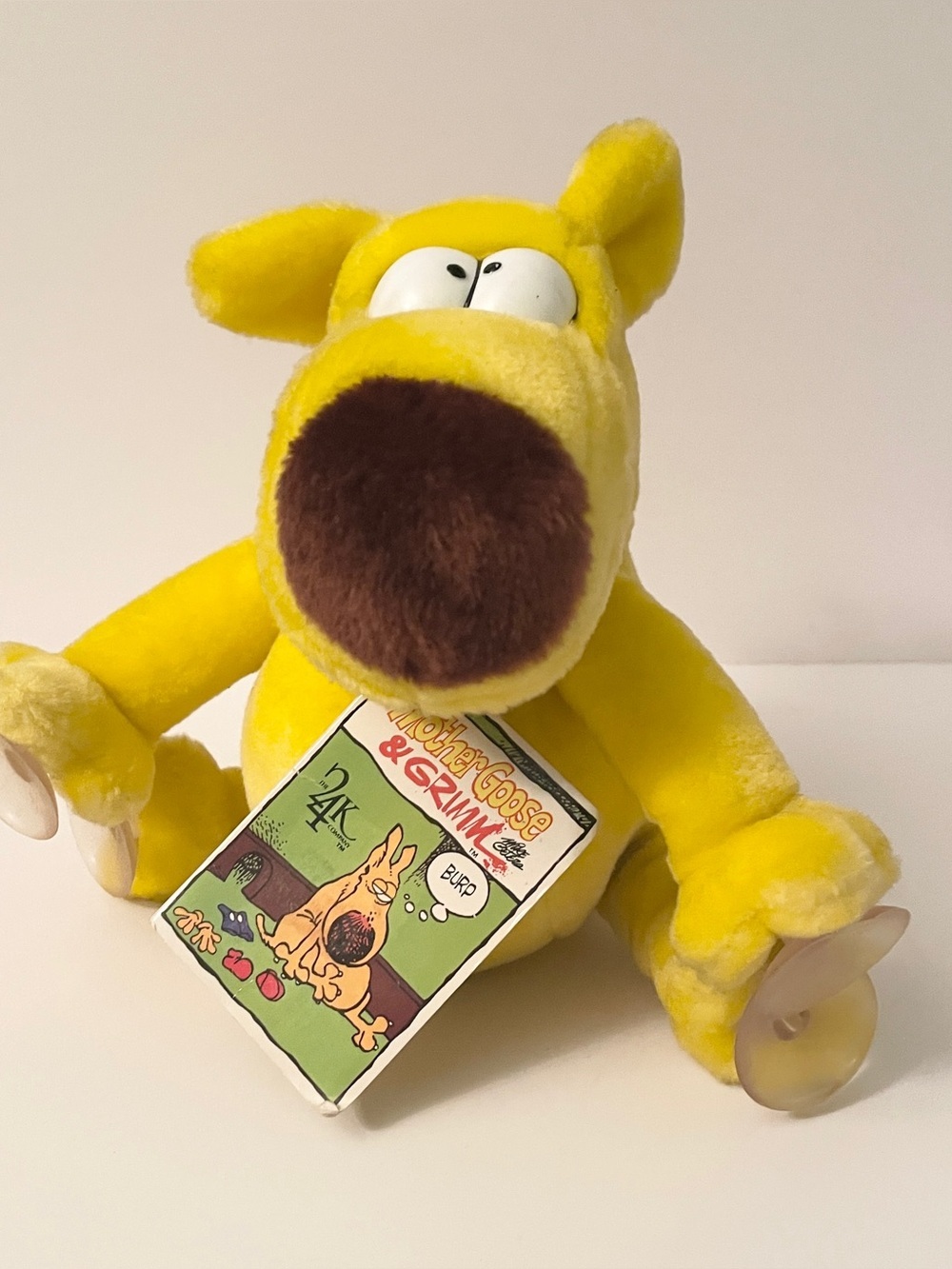 VTG 1987 Mother Goose & Grimm Plush Suction Cup Grimmy Dog